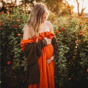 Beautiful orange dress worn off shoulders or not
